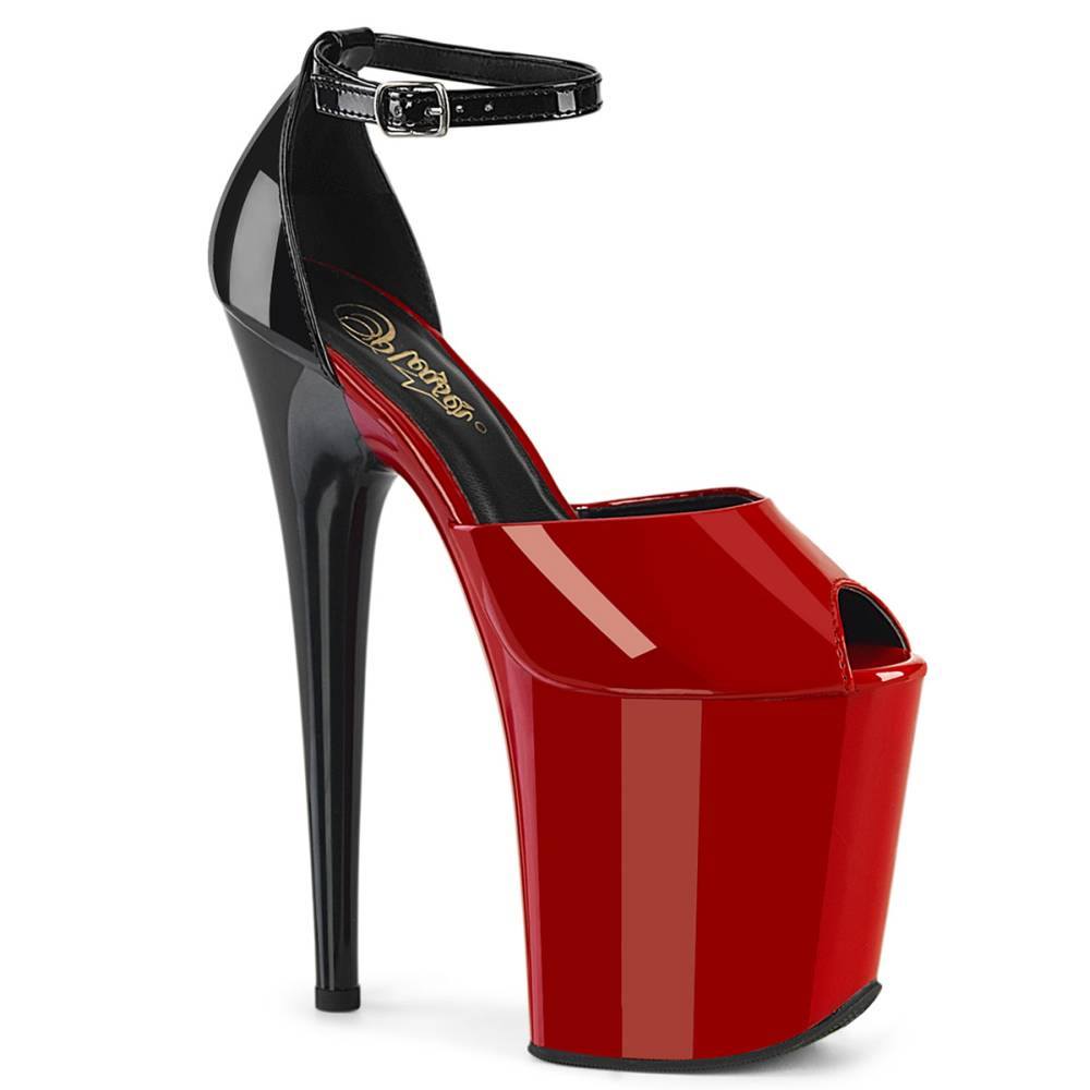 Pleaser - FLAMINGO868 Sandale à bride à la cheville, Pole dance chaussures - Rouge/Noir Product image